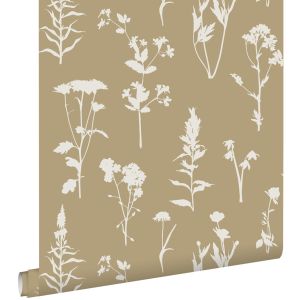 Estahome papel de parede flores silvestres bege 53 cm x 10.05 m