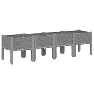 vidaXL jardinera con patas pp gris claro 160x40x42 cm