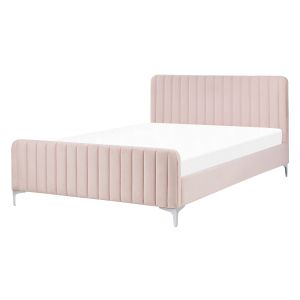 Cama veludo lunan 140 x 200 cm rosa pastel