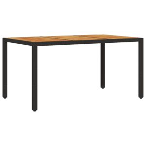 Mesa de jardim c/ tampo em madeira de acácia vime pe preto