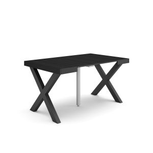 Mesa consola extensível, 140x90x73cm, preto, pés de madeira rf2730