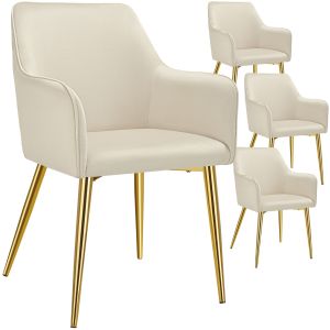 4 cadeiras de sala de jantar, aspecto aterciopelado, apoio de braços, bege