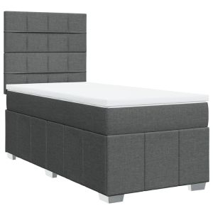 vidaXL cama box spring con colchón tela gris oscuro 80x200 cm