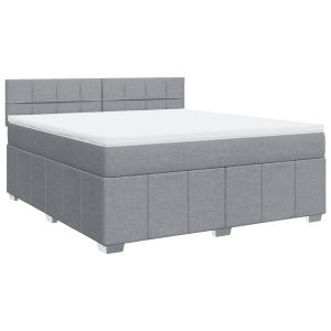 vidaXL cama box spring con colchón tela gris claro 180x200 cm