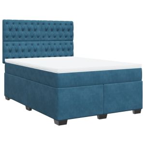 vidaXL cama box spring con colchón terciopelo azul 160x200 cm