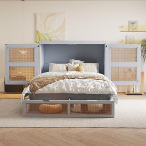 Cama articulada 140x200cm com arrumação e somier cinzento