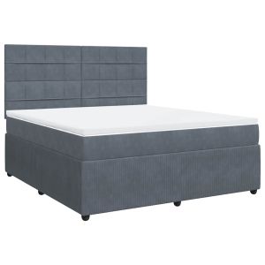 vidaXL cama box spring con colchón terciopelo gris oscuro 180x200 cm