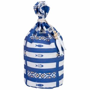 Batente de porta de aLGodão marinheiro azul 12x12x26 cm