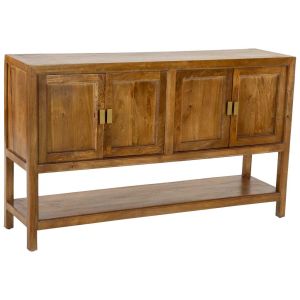 Aparador de madeira marrom com 4 portas, medindo 40x150x90cm