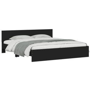 vidaXL estructura de cama con cabecero negra 180x200 cm