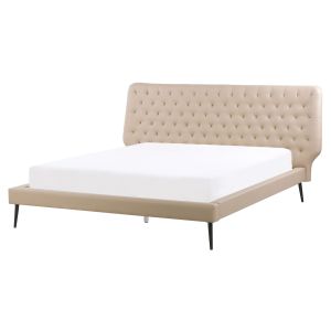 Cama pele sintética essonne 160 x 200 cm creme