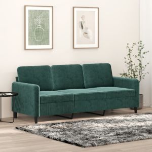 Sofá de 3 lugares 180 cm veludo verde-escuro se752038