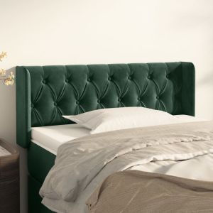 Cabeceira de cama c/ abas veludo 93x16x78/88 cm verde-escuro ptob1628