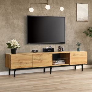 Móvel de tv com LED e 3 portas carvalho claro 41x175x31cm