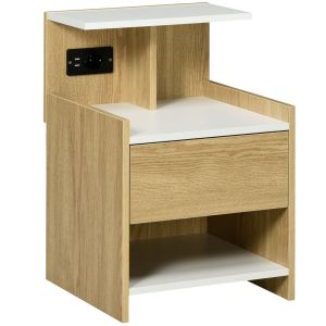 Mesa de cabeceira 40x40x60 cm color marrón Homcom, casa - quarto