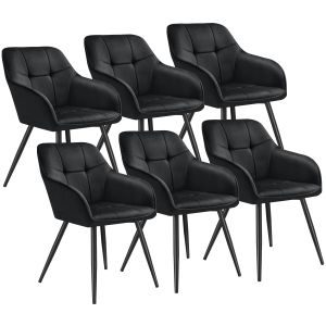 6 cadeiras de sala de jantar, terciopelo, 58 x 62 x 82 cm preto/preto