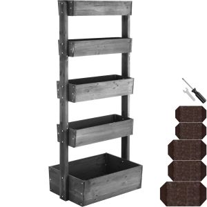 Tectake 5niveis jardineira madeira abeto lacada drenagem inte, cinzento