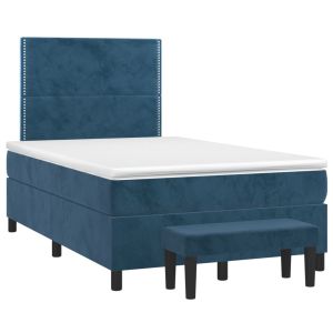 vidaXL cama box spring con colchón terciopelo azul oscuro 120x190 cm