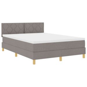 vidaXL cama box spring con colchón con colchón taupé 140 x 190 cm tela