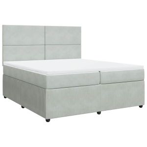 vidaXL cama box spring con colchón terciopelo gris claro 200x200 cm