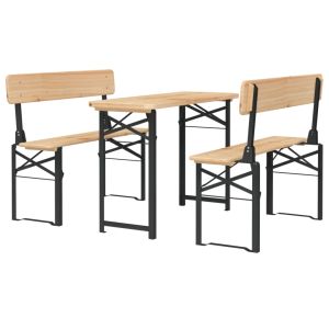 vidaXL mesa y bancos plegables de bar 3 piezas madera maciza de abeto