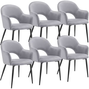 6 cadeiras de sala de jantar terciopelo 57 x 61,5 x 87,5 cm cinzento claro