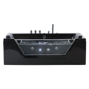 Banheira de hidromassagem de canto com LED samana 1530 x 710 mm preto