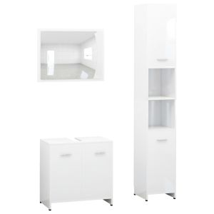 3 pcs conjunto de móveis de casa de banho contraplacado branco