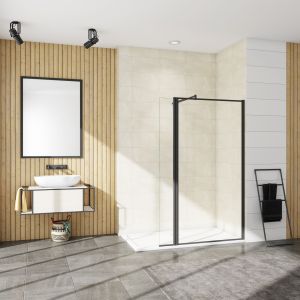 Painel de duche borda serigráfica preta,barra 70-120cm,(120+40)x200cm