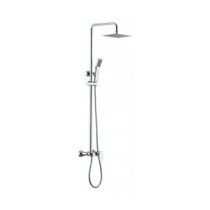 Coluna de duche monocomando com barra extensível em cromo