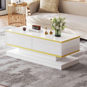 Mesa de centro com 2 gavetas branca 38x100x50cm
