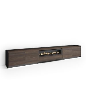 Móvel de tv, 310x37x50cm, lareira eléctrica, LED rf4874