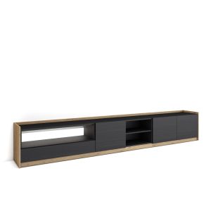Móvel de tv, 310x37x50cm, preto e carvalho, LED rf4899