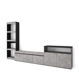 Conjunto de móveis tv, 310x35x186cm, cimento rf3166