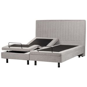 Cama ajustável tecido castellan 180 x 200 cm cinzento claro