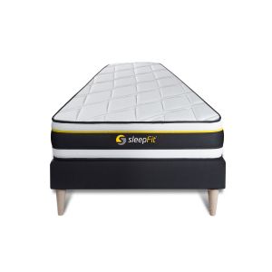 Conjunto de estrado preto + colchão sleepfit soft (90x190 cm - espuma- altu