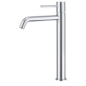 Torneira de lavabo alta cromada em latão com cartucho cerâmico 25 mm e flex