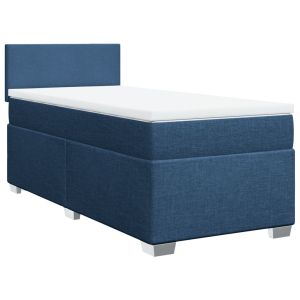 vidaXL cama box spring con colchón tela azul 100x200 cm