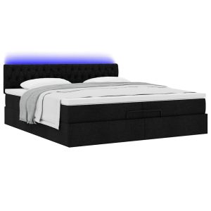 vidaXL estructura de cama otomana con colchones tela negra 200x200cm