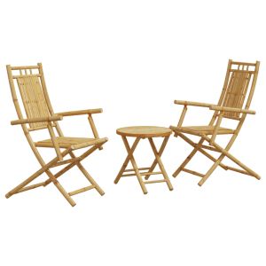 vidaXL juego de mesa y sillas de jardín 3 piezas bambú