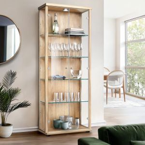 K-möbel vitrine faia 176x67x33 cm 4 prateleiras vidro reguláveis, LED