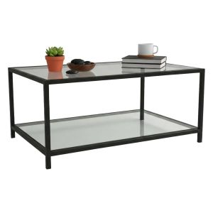 Mesa de centro mina, retangular, em metal cinza taupe