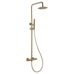 Coluna de duche extensível, chuveiro termostático extraplano dourado
