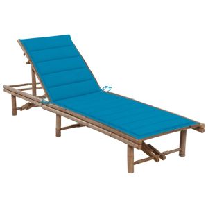 vidaXL tumbona de jardín con cojín bambú