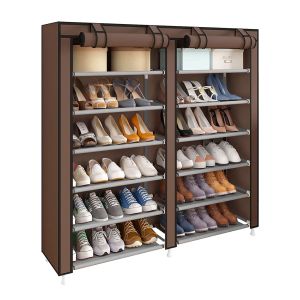 Sapateira em tecido com portas zip nyana home 110x120x30 cm marrom
