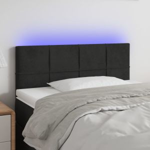 Cabeceira de cama c/luzes LED veludo 100x5x78/88 cm preto ptob2722