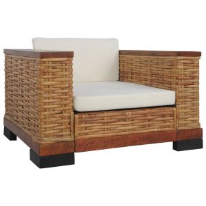 Poltrona com almofadões em vime natural castanho ewg8037