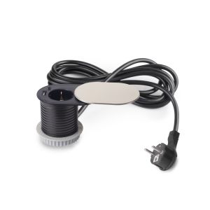 Emuca multiconector vertikal flat 60, diâmetro 60mm, 1 x ficha schuko, 1