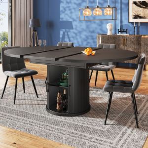 Mesa de jantar extensível mdf preta 77x118x118cm