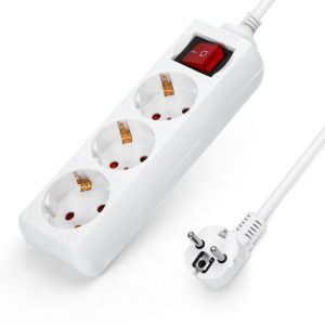 Aigostar régua extensora de 3 tomadas com cabo de 5 m e interruptor